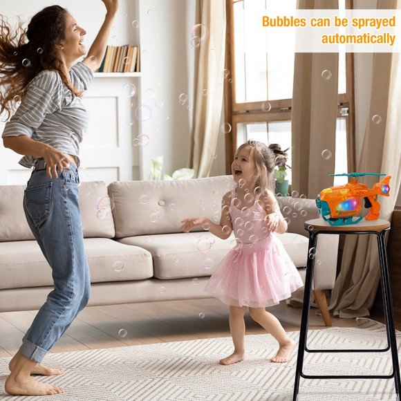 Bubble Gun Bubble Machine for Toddlers, 2000+ Bubbles Per Minute, Helicopter Bu - Picture 9 of 10